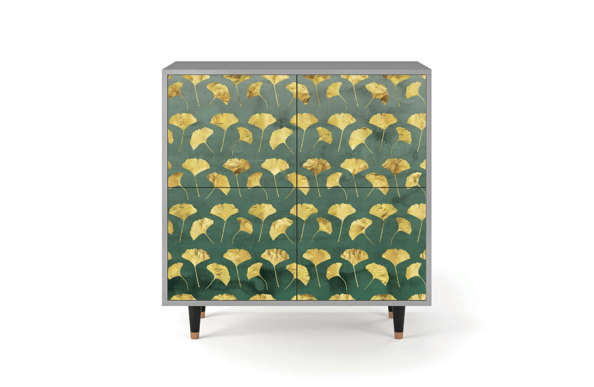 GINGKO LEAVES - Buffet  vert et jaune 4 portes L 94 cm