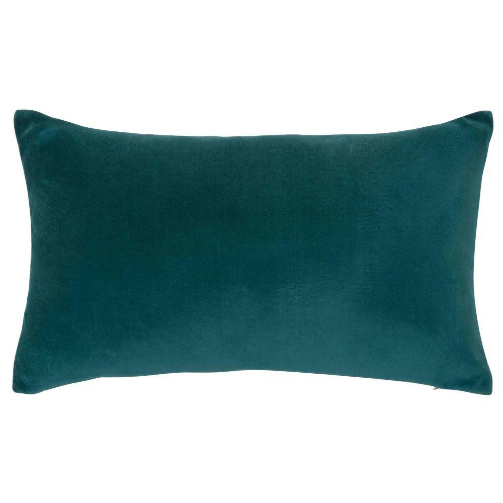 - Coussin en velours bleu canard 30x50