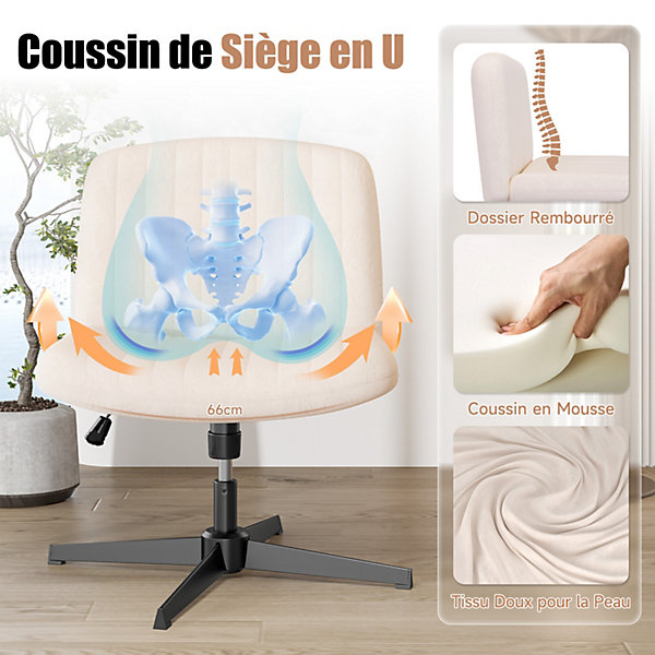 Chaise de Bureau Sans Accoudoirs, Fauteuil en Velours Design Moderne pour Bureau et Chambre