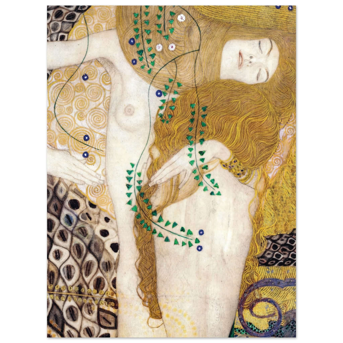 Artfulprints Poster Gustav Klimt - Water snakes  - 30x40 cm - Geel