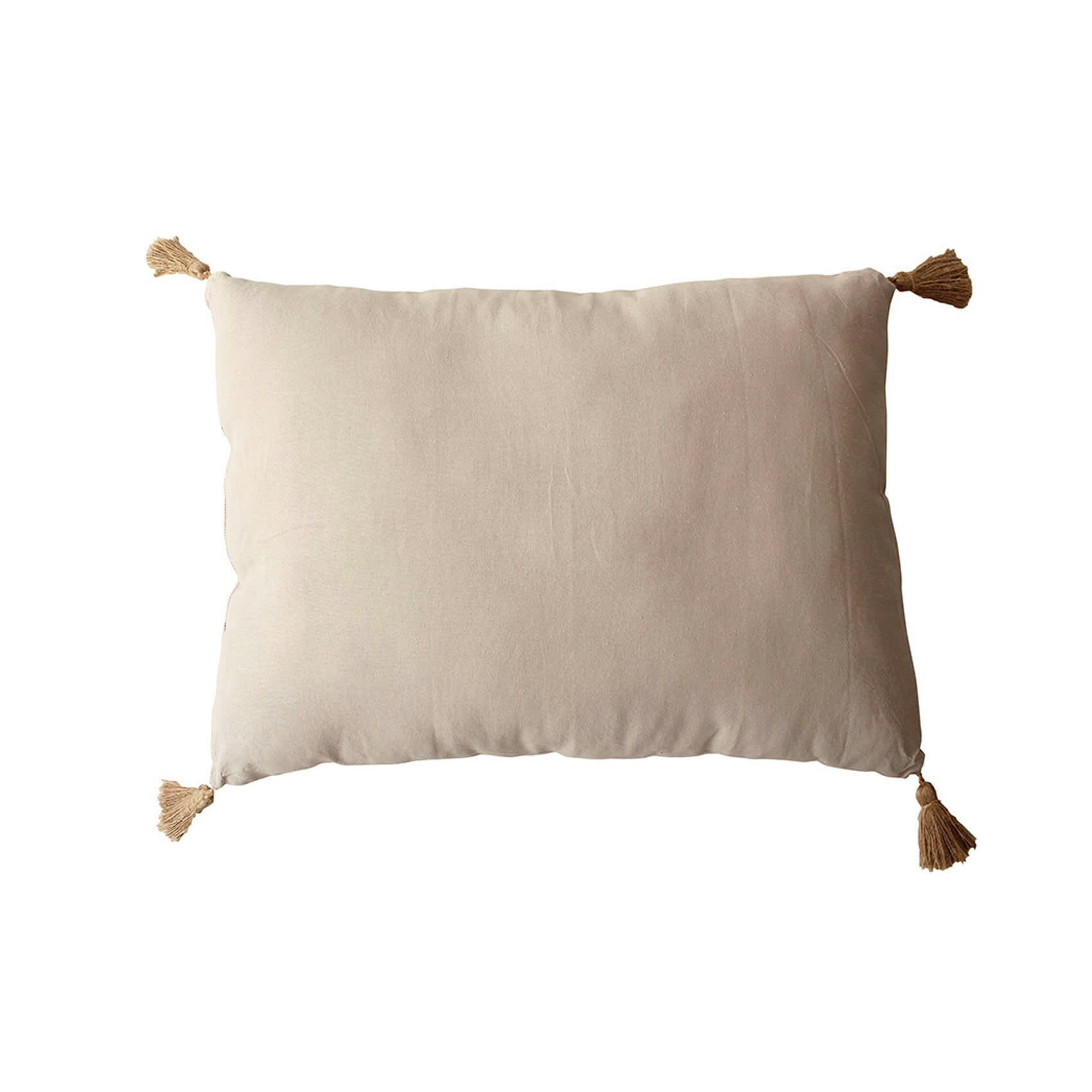 - Coussin à pompons matelassé en coton naturel 50 x 70 cm