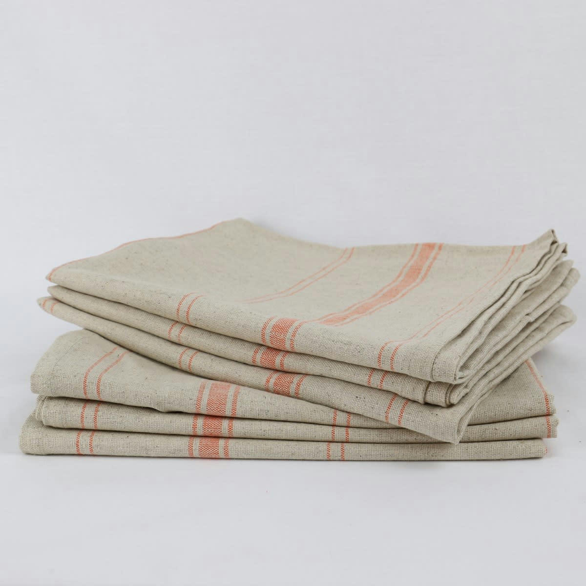 BRASSERIE - Lot de 6 Torchons en Lin Orange