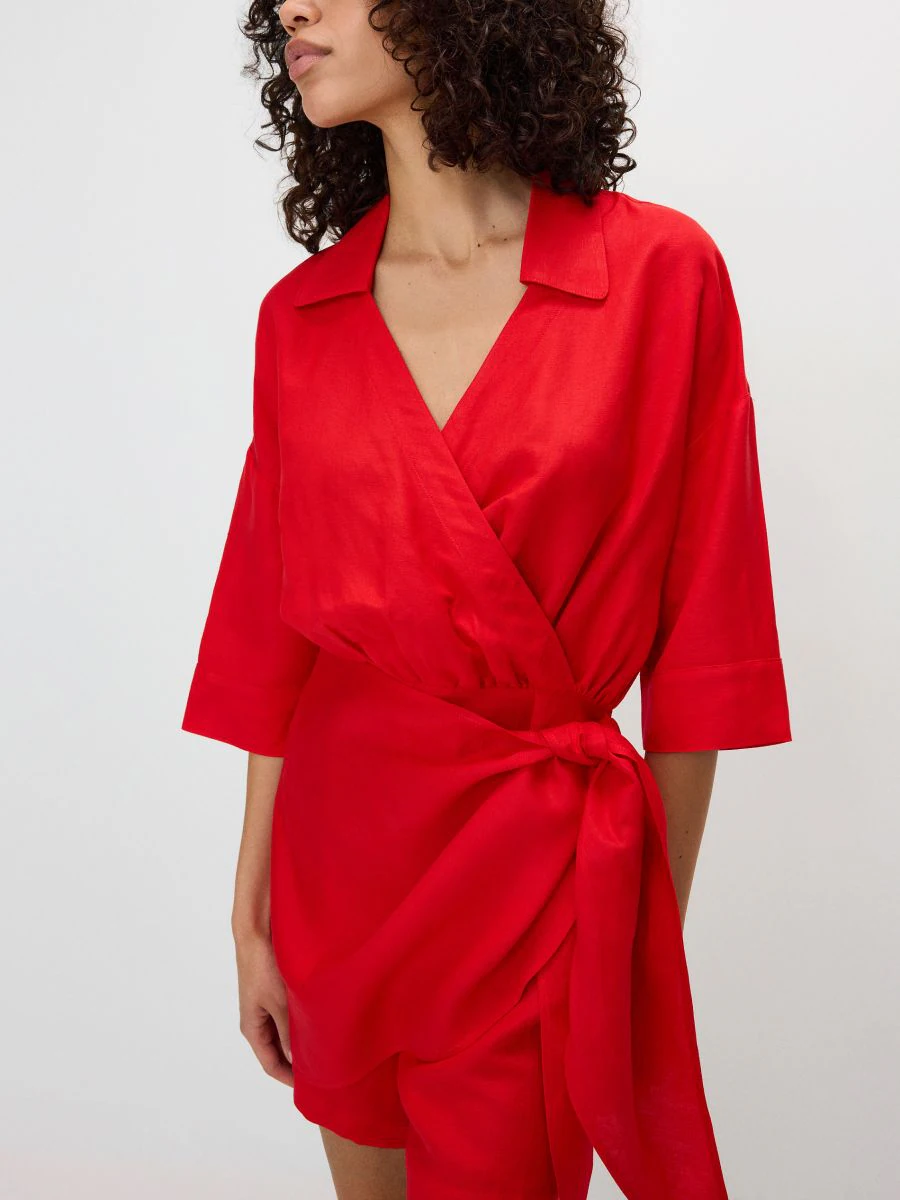 Wrap Jumpsuit With Tie Detail