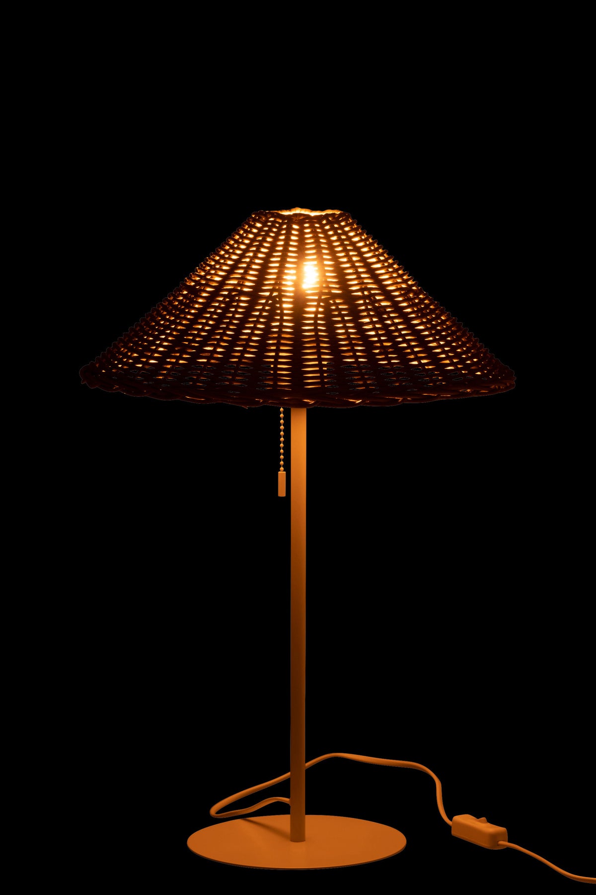 J-Line tafellamp - metaal/rotan - wit/naturel