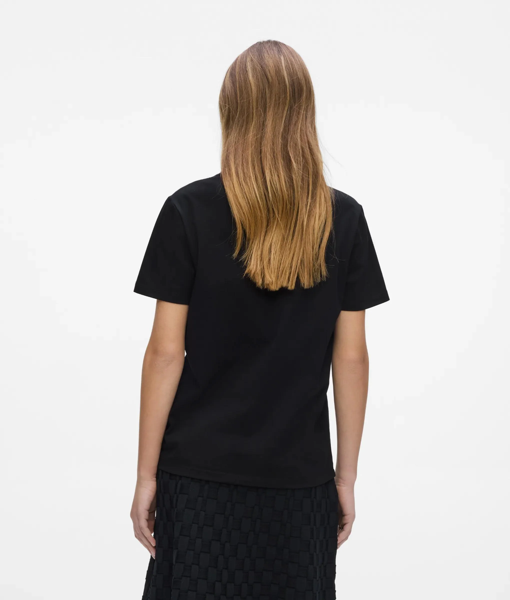 T-shirt à col rond orné de perles fantaisie