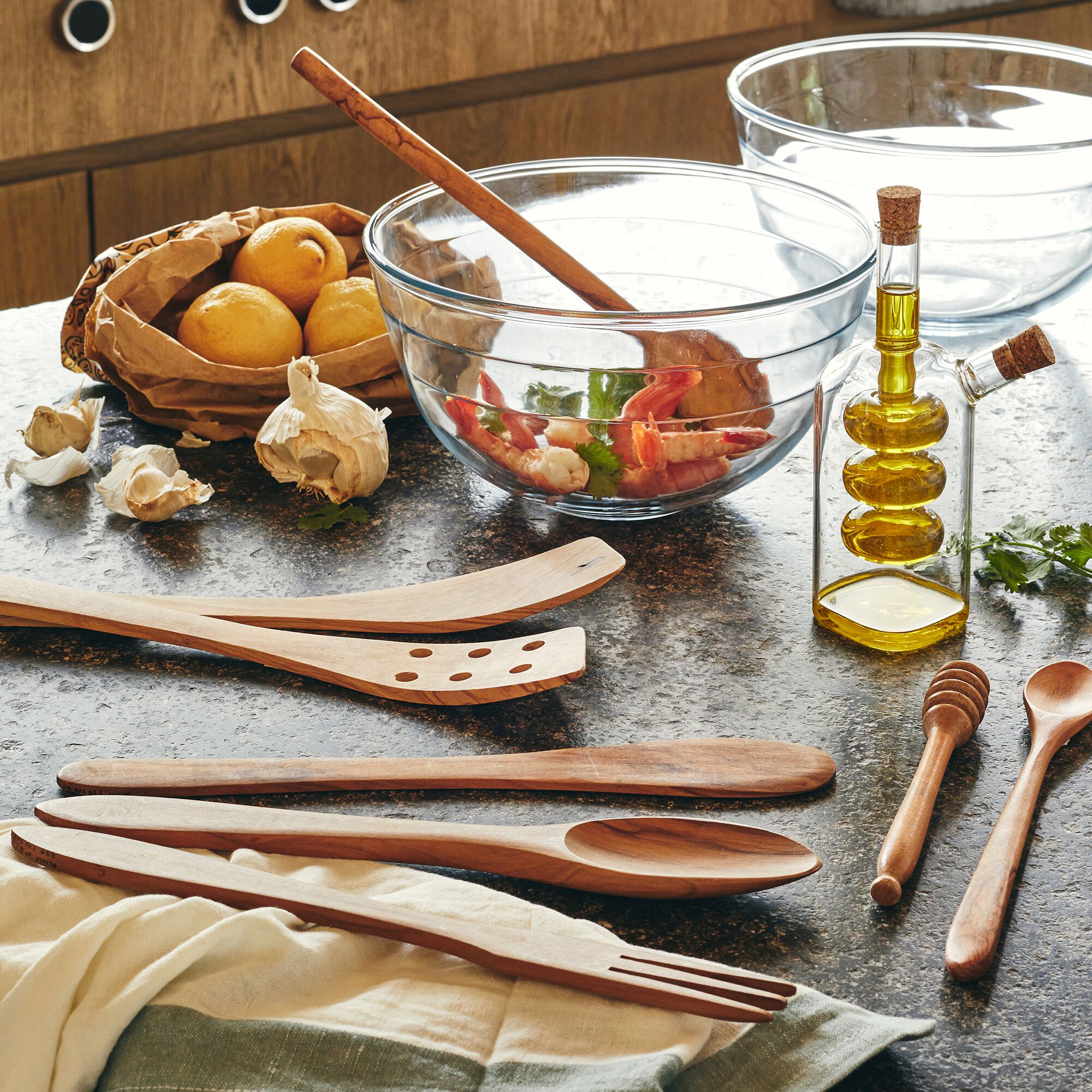 OLIVIA - Gamme d'ustensiles de cuisine en bois d'olivier