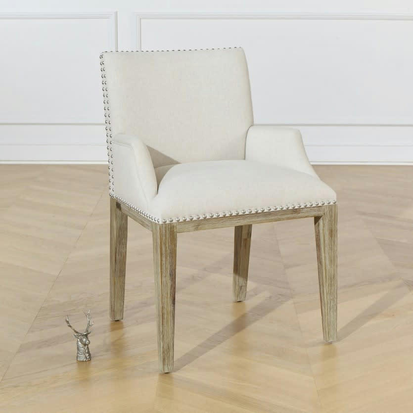 KENZA - Fauteuil de table en lin naturel