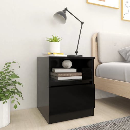 NNEVL Bed Cabinets 2 pcs Black 40x40x50 cm Chipboard