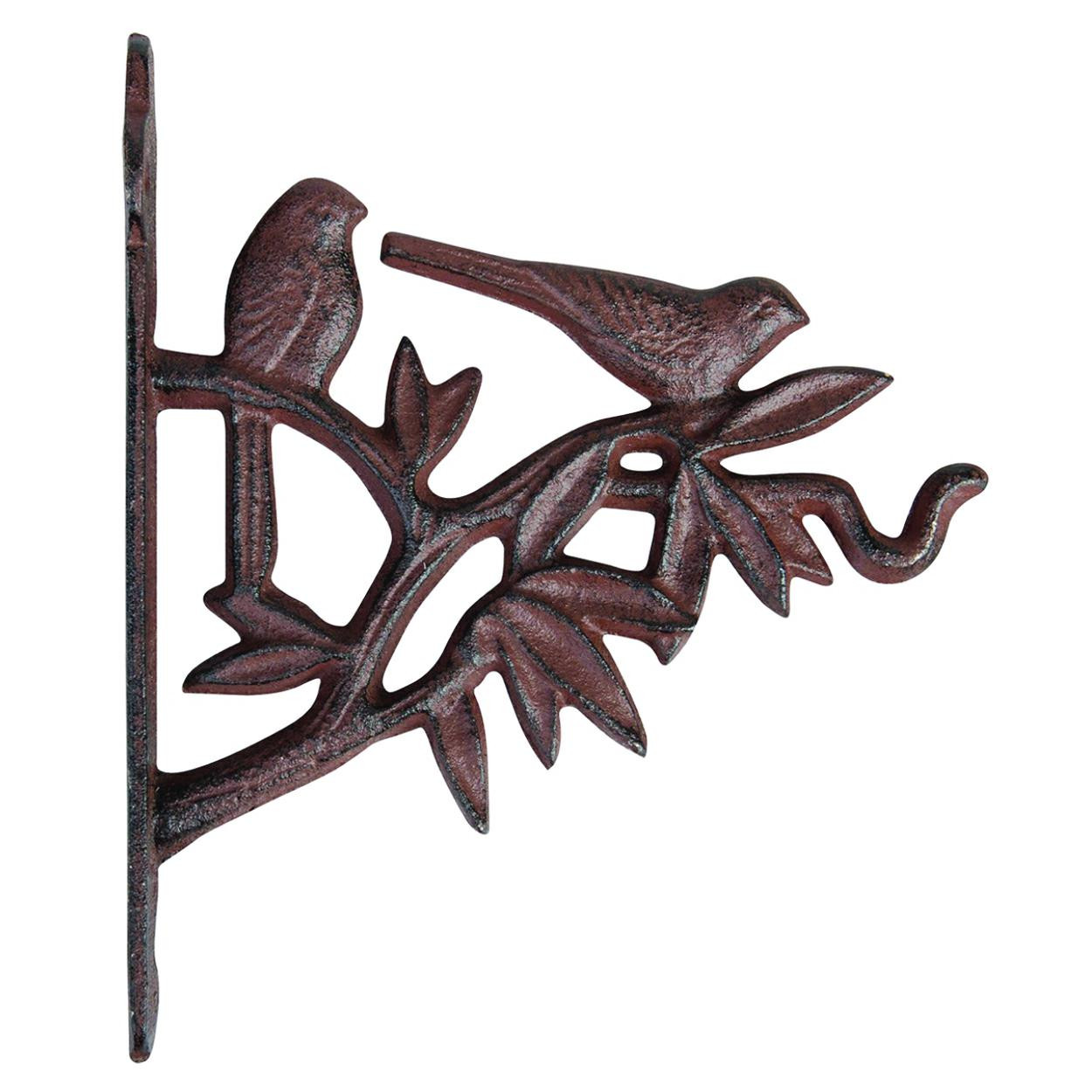 Wspornik żeliwny brązowy na kwiaty ozdobny hak ptaki