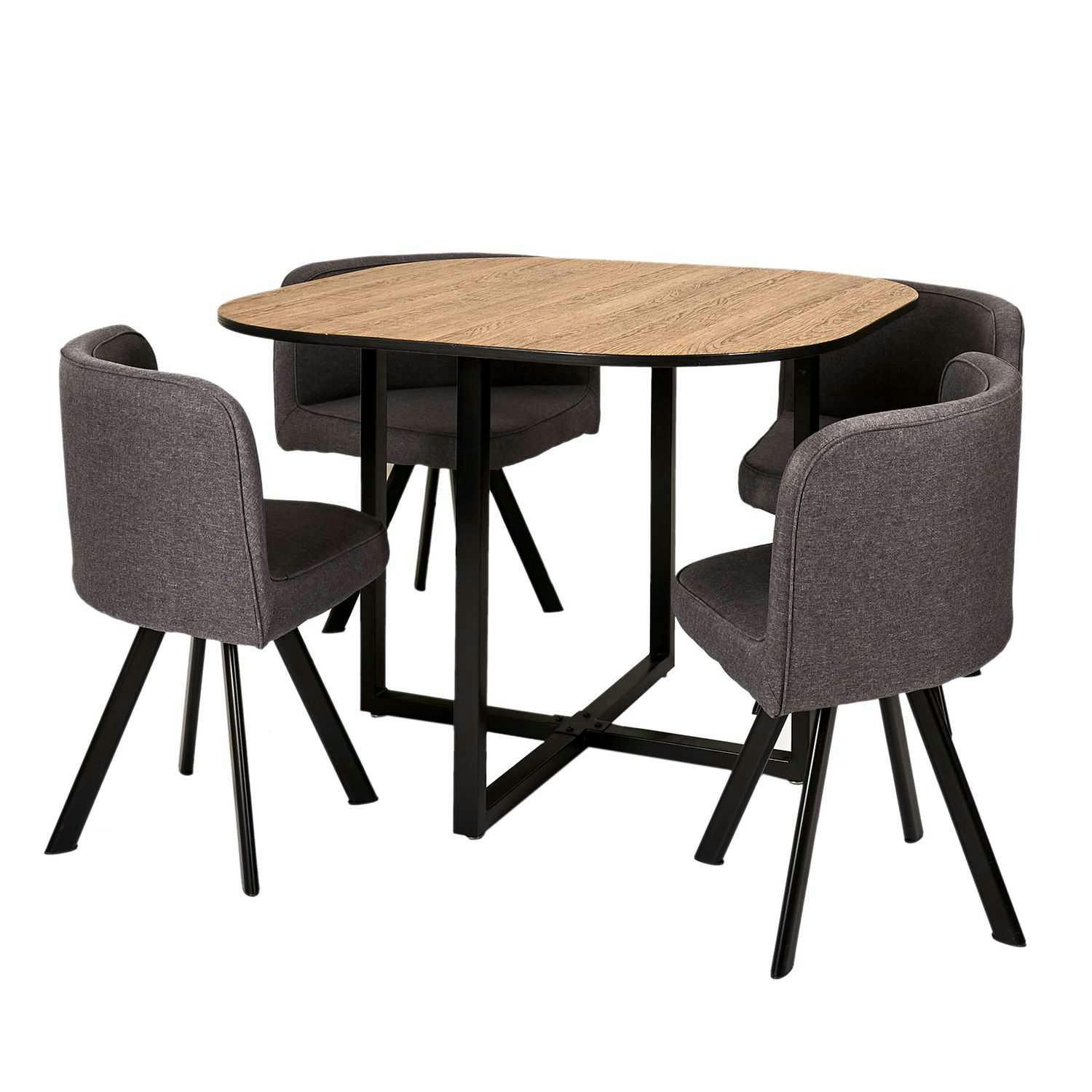 - Ensemble table à manger et ses 4 chaises june  gris