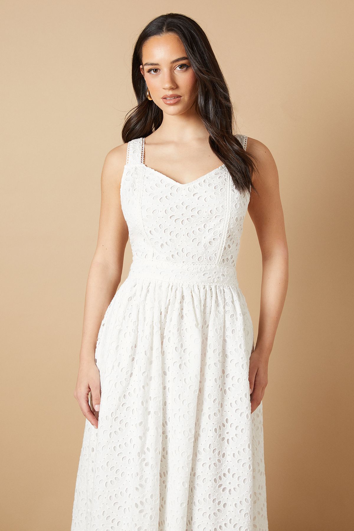 Oasis Embroidered Broderie Midi Dress