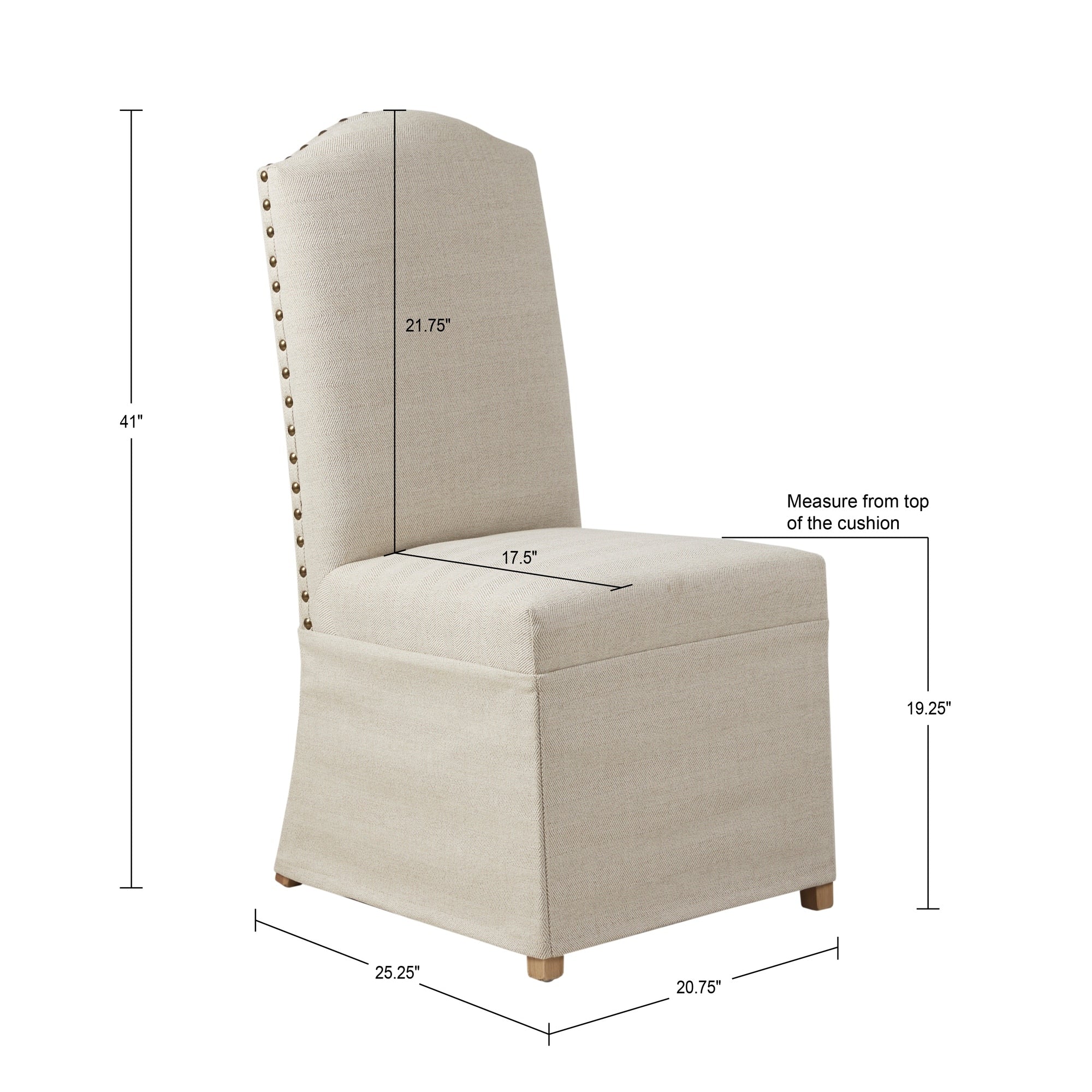 Madison Park Capa Beige Set of 2 High Back Dining Chairs with Skirts