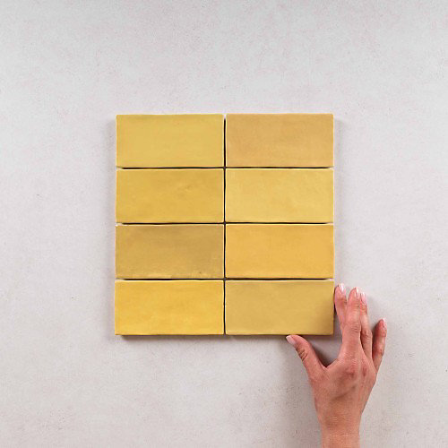 Faïence Effet Zellige Jaune FEZ Mat 6,2x12,5 Mustard - Les Carreaux de Jean
