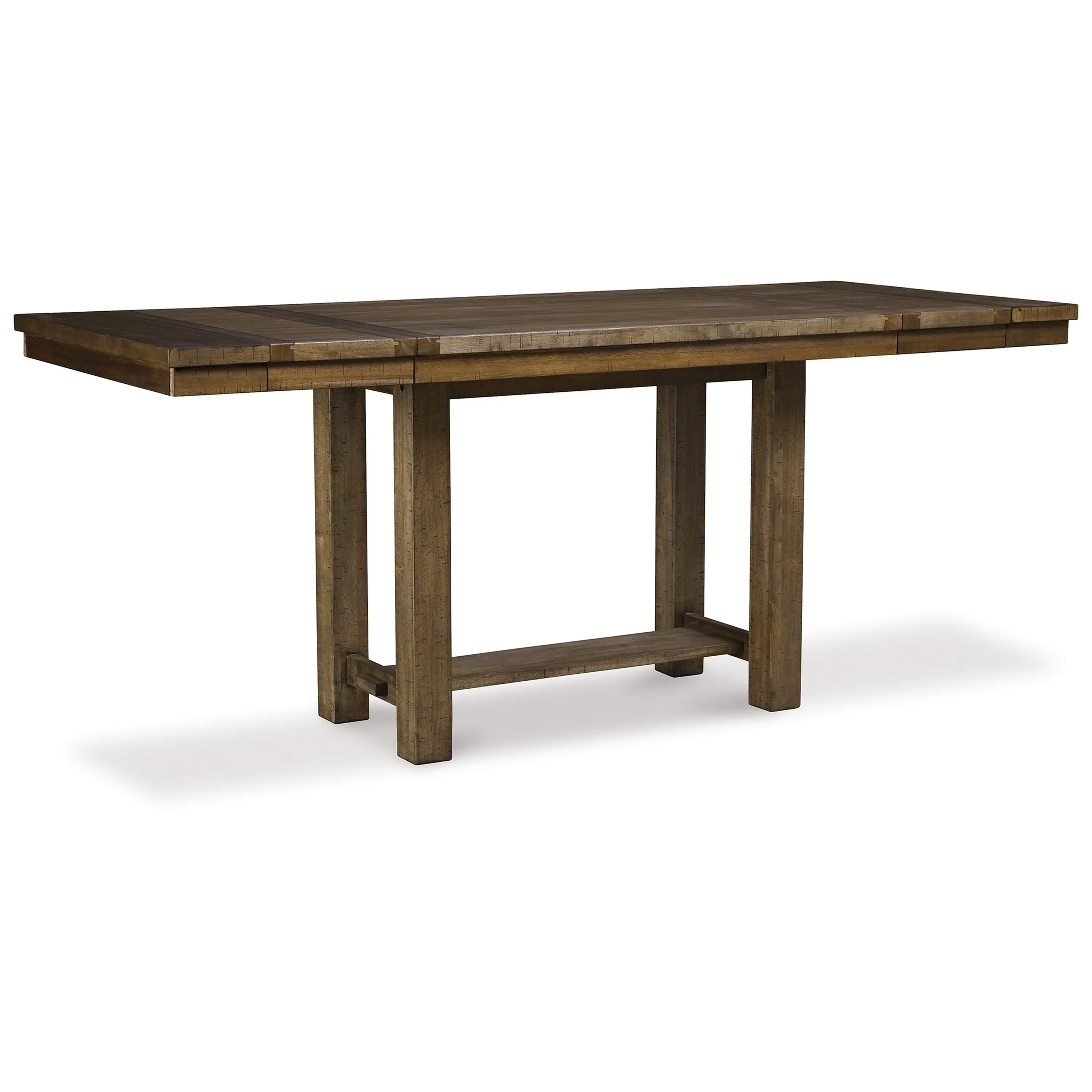 Chip Counter Height Dining Table with Tenon Pedestal Base, Nutmeg Wood