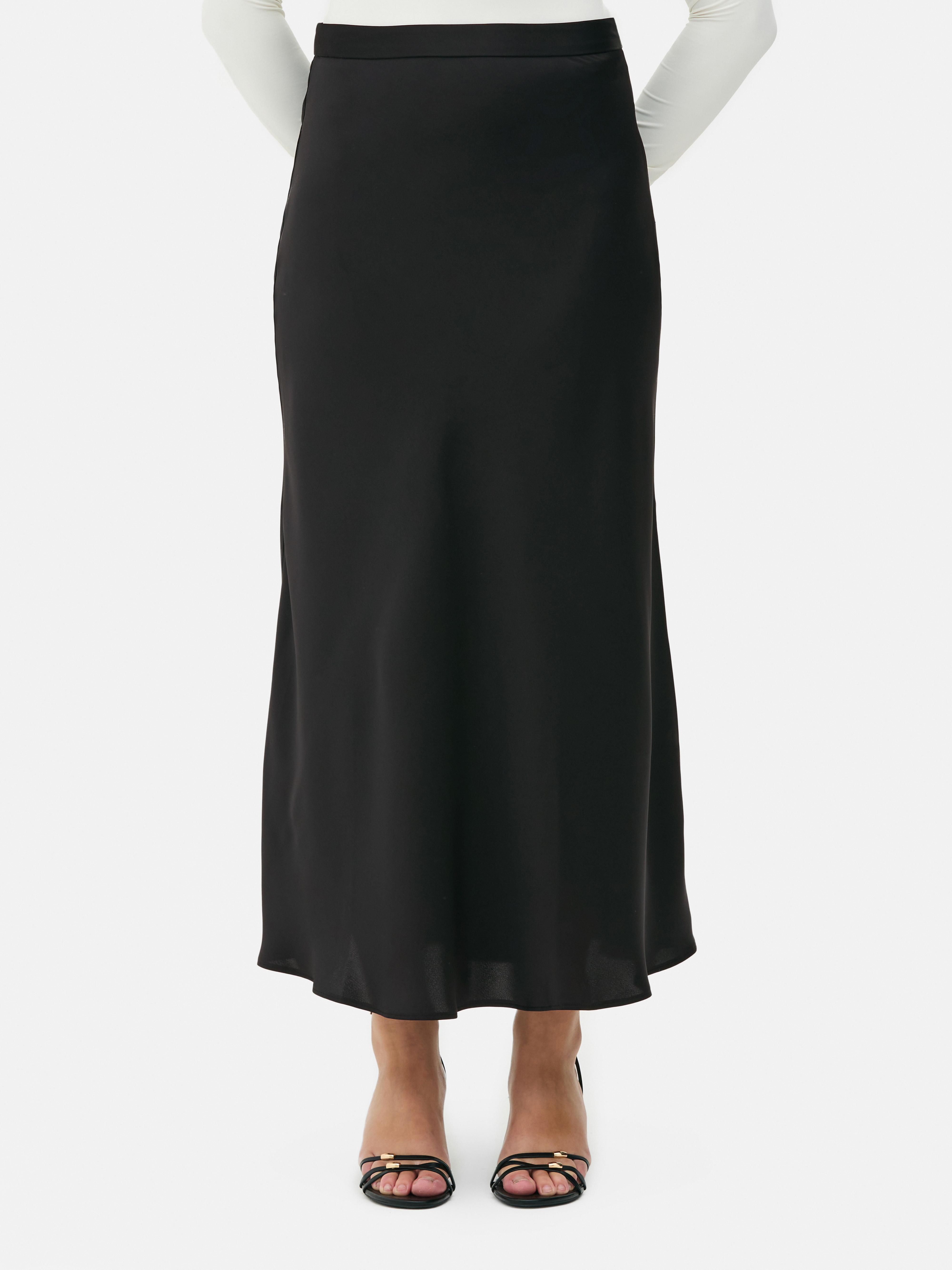 Satin A-Line Midi Skirt
