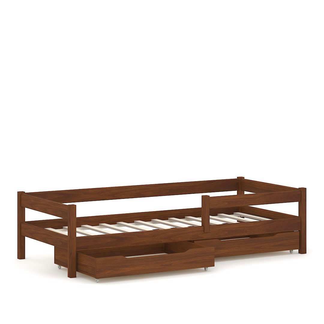 - Lit simple en pin massif 200x90 palissandre