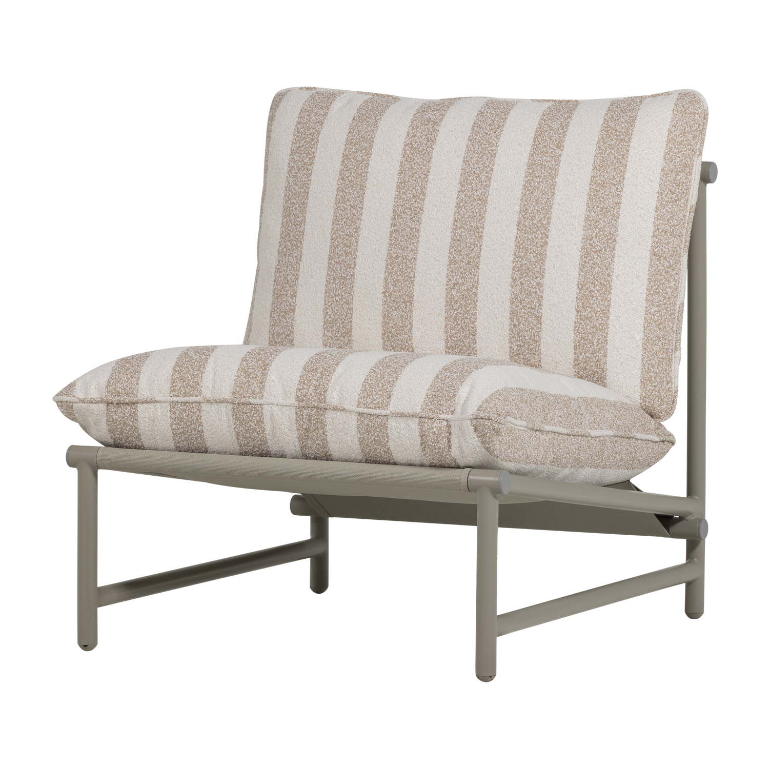 WOOOD loungestoel tuin gestreept Elvo - Aluminium - Wit/Zand - 75x82x75