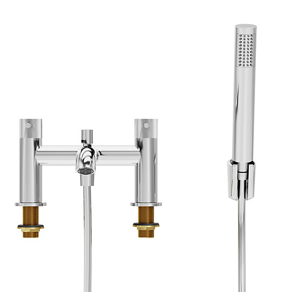 Mélangeur bain douche   douchette et flexible, chrome, GoodHome Owens