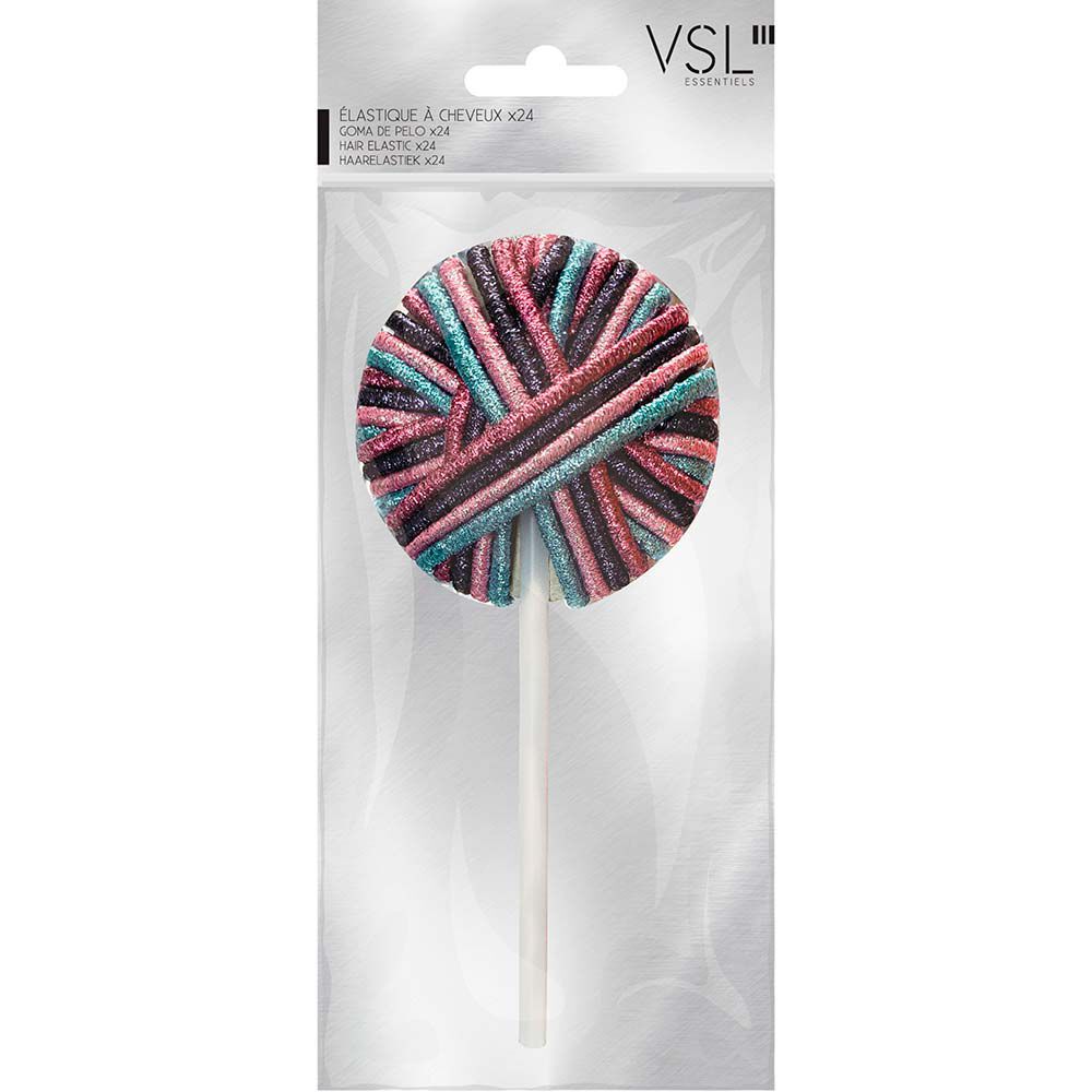 élastique à cheveux multicolore brillant x24