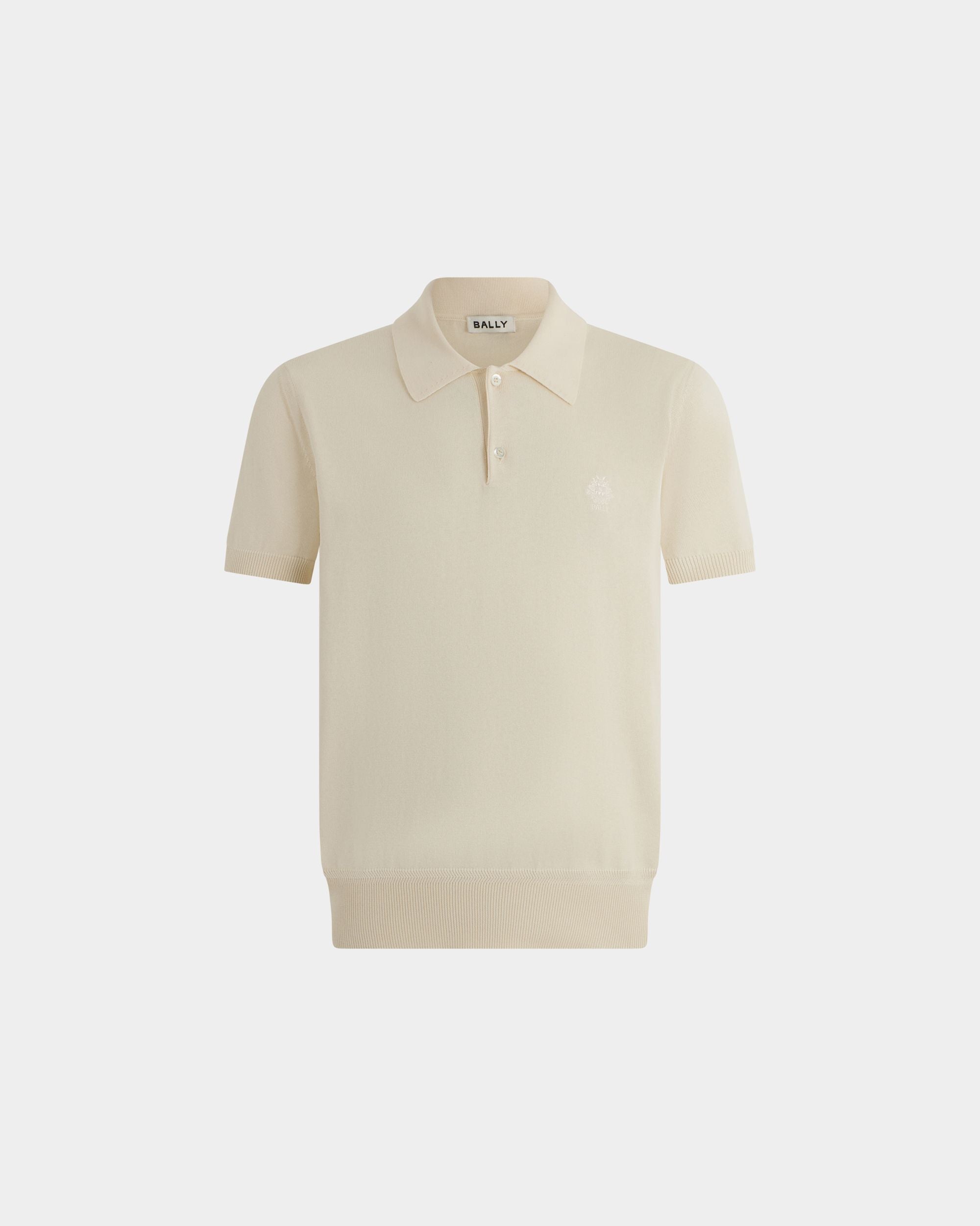 Poloshirt aus Baumwolle und Seide in Elfenbein