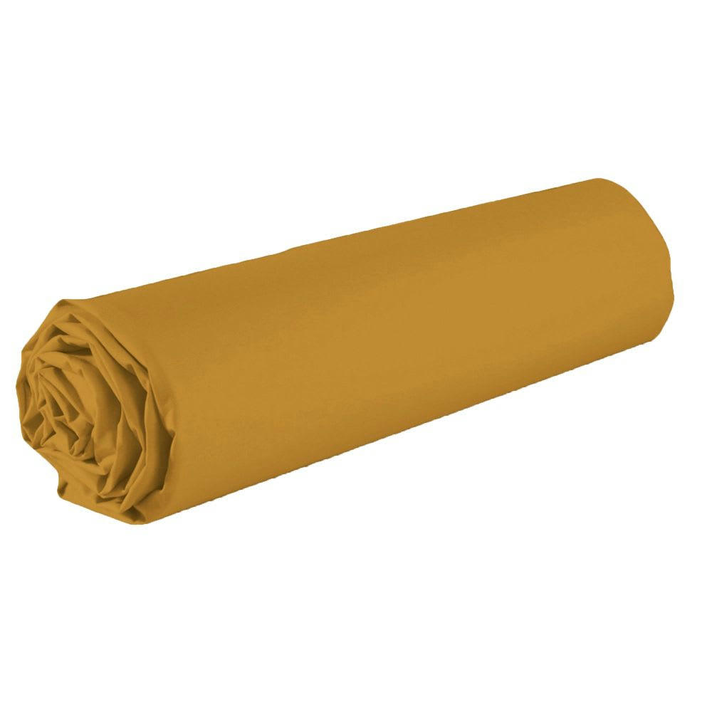 - Drap housse 2 places coton safran 180x200 cm
