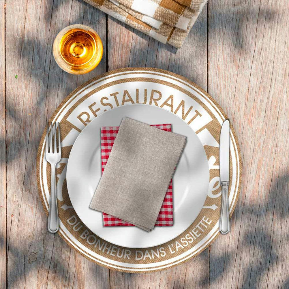 BONNE FRANQUETTE - Set de table rond en toile de jute D38