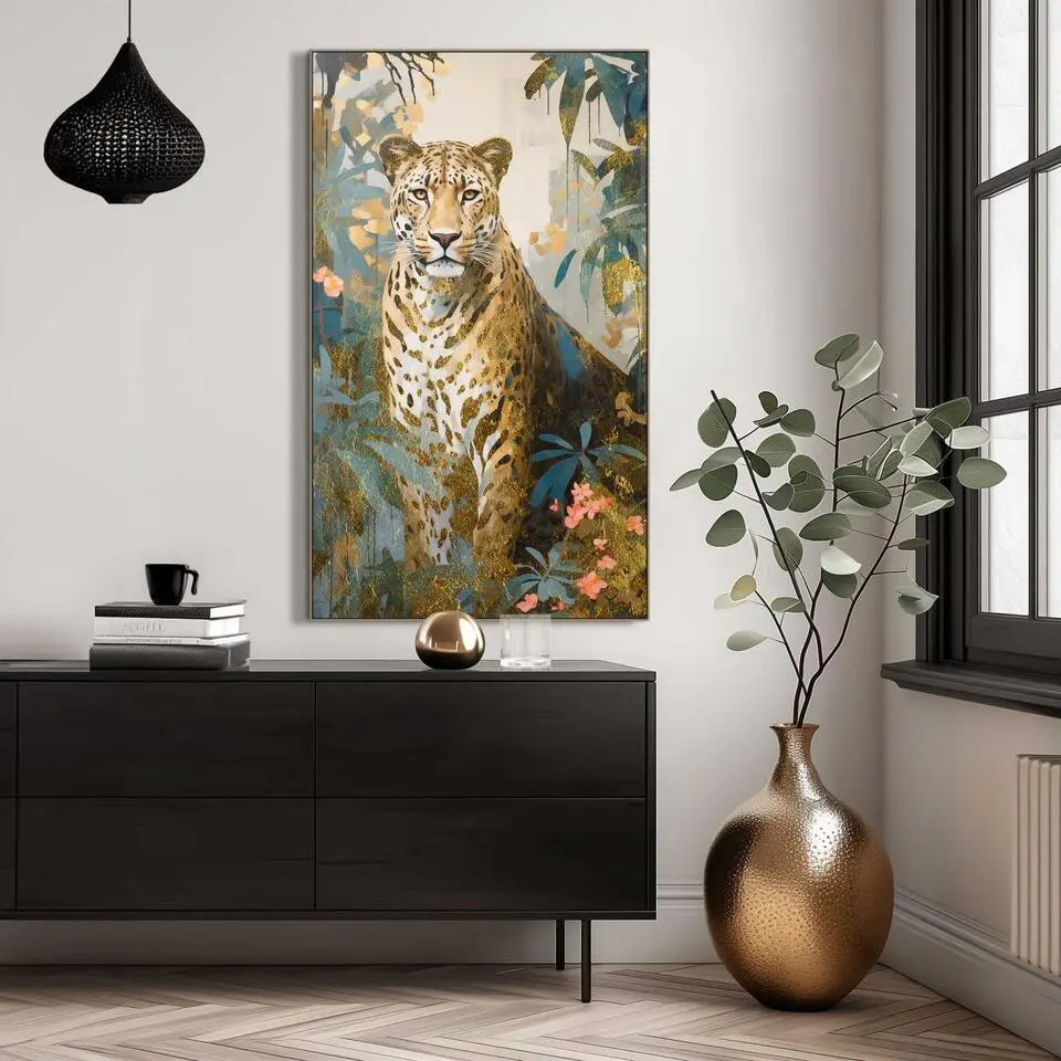 Art Frame Gouden tijger - 118 x 70 - Groen