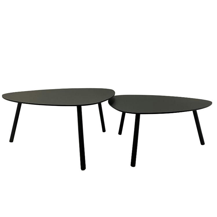 COLLECTION MOBILIER DE JARDIN - Lot de 2 tables basses de jardin aluminium acier noir