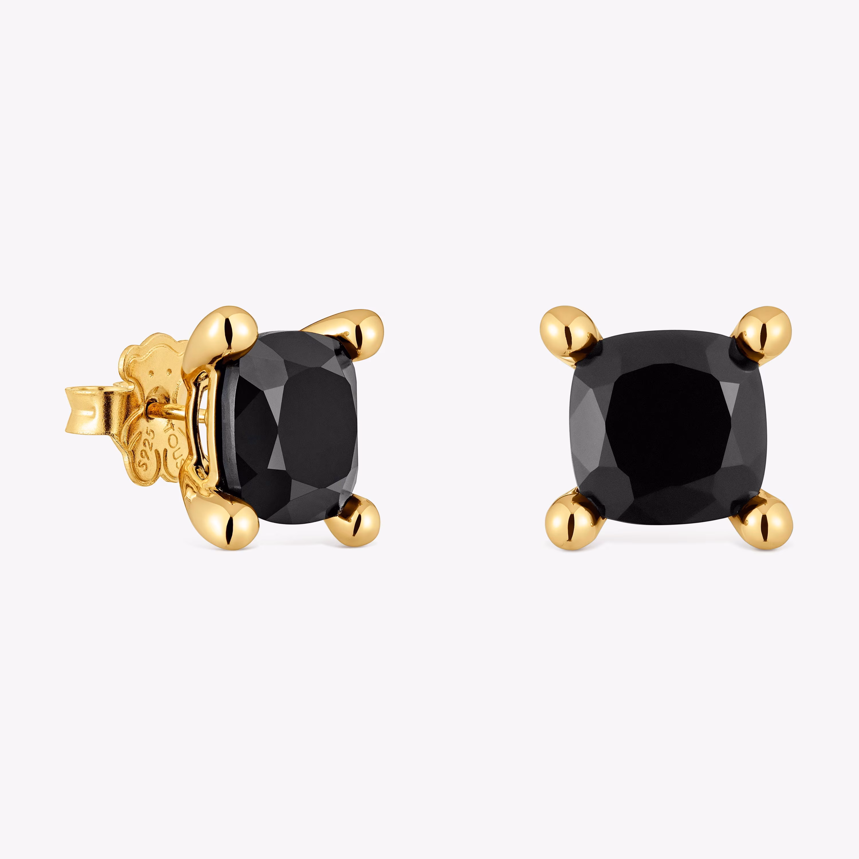 Pendientes con baño de oro 18 kt sobre plata y ónix Color Black
