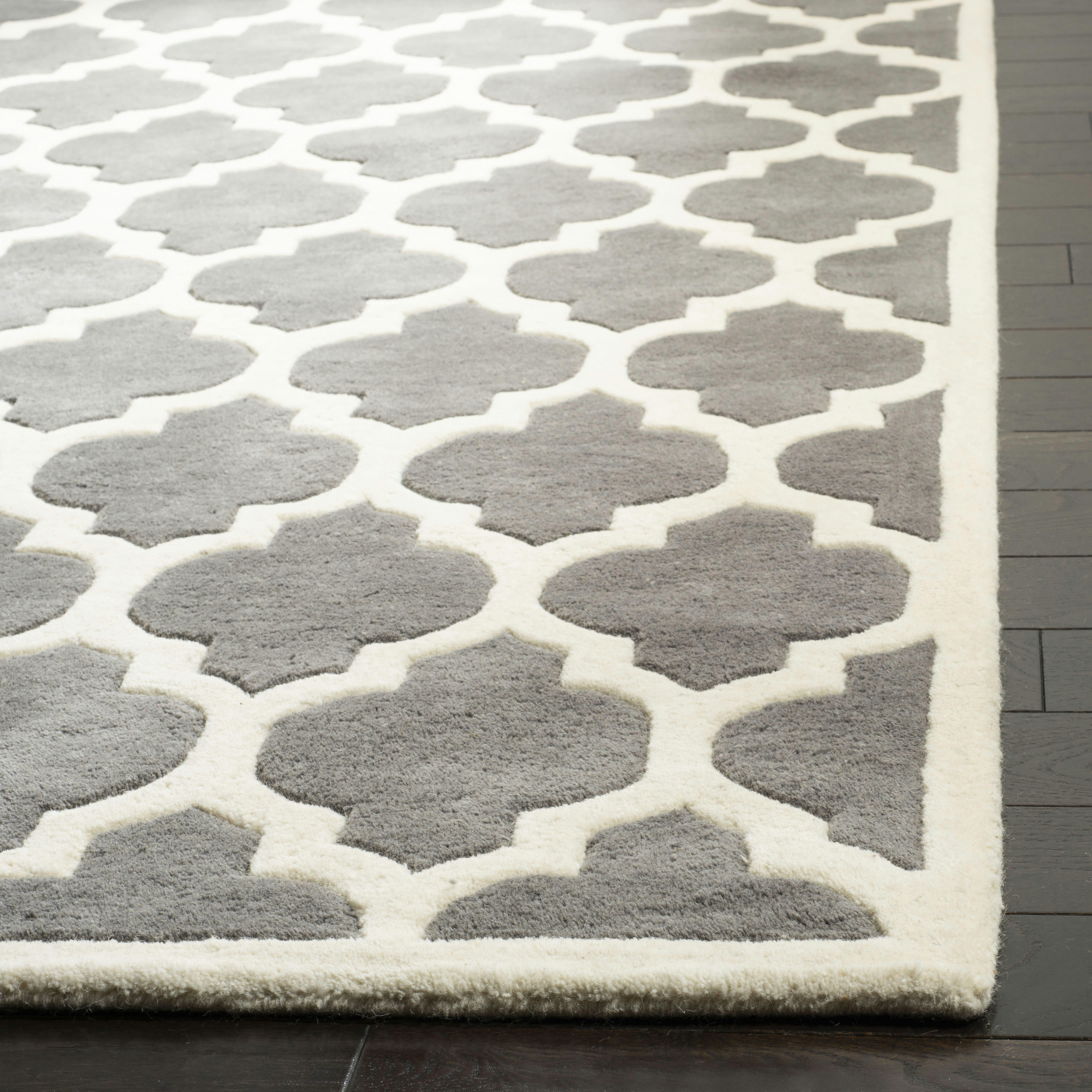 CHATHAM - Tapis de salon interieur en  gris fonce & ivoire, 69 x 213 cm