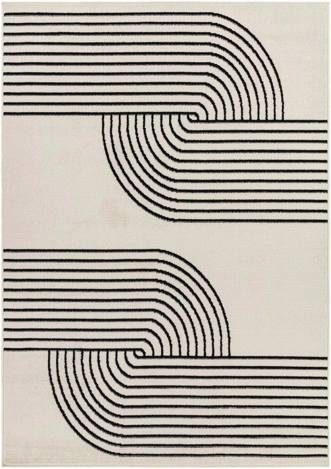 CONSTANCE - Tapis Scandinave Rétro Blanc Cassé/Noir 200x275