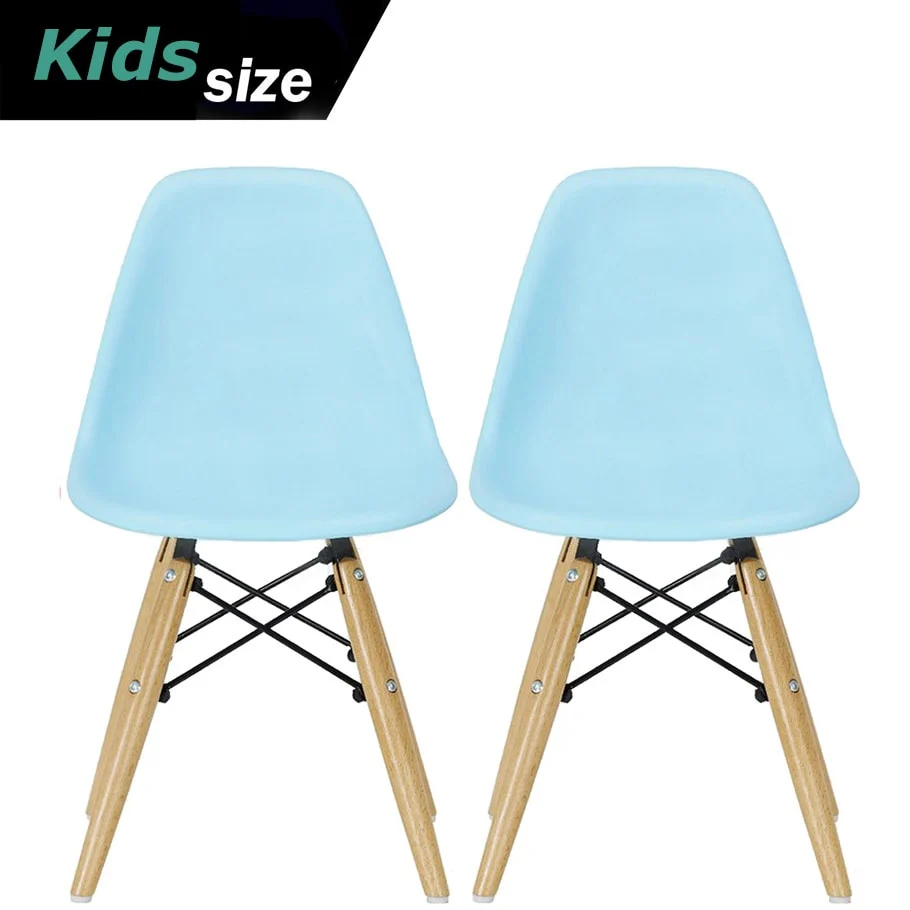 Set of Two Kids Toddler Chair Side Armless Natural Wood Legs Eiffel For Kitchen Desk Work Bedroom Playroom Preschool