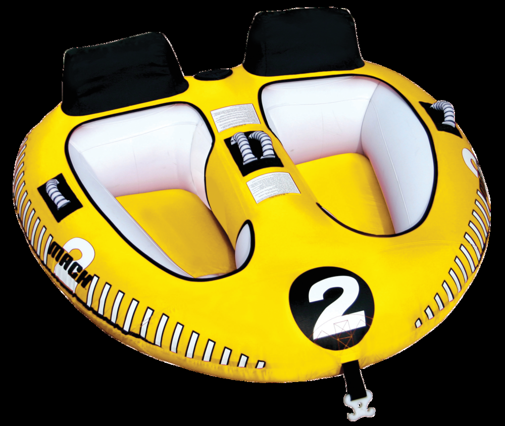Airhead Mach 2 Air-Pump Inflatable Water Boating 2-Rider Towable Tube, Blue
