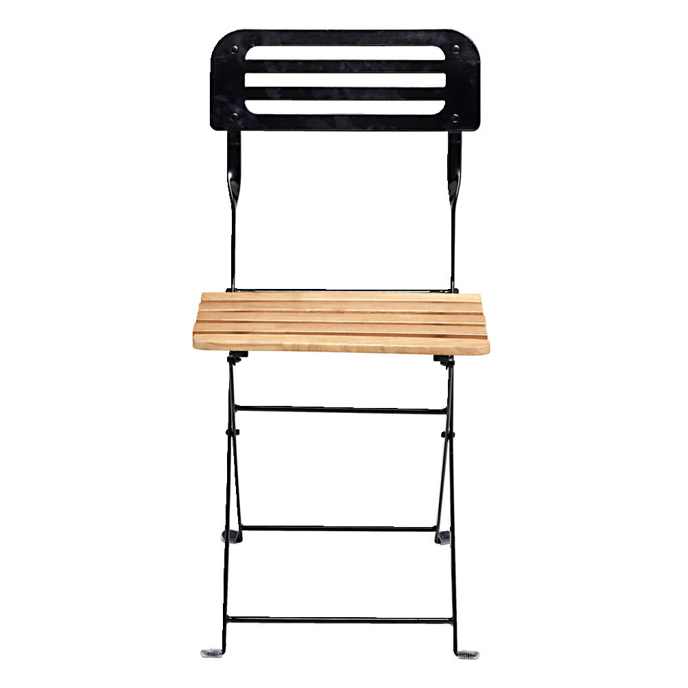 Chaise de jardin pliante Bali métal noir et bois brun 39xP48xH78cm