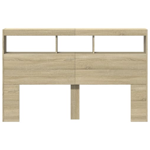 NNEVL Headboard Cabinet with LED Sonoma Oak 160x17x102 cm