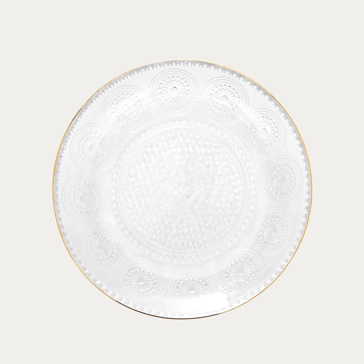 Talerzyk BARREL szklany wzorzysty ze złotym rantem 15 cm