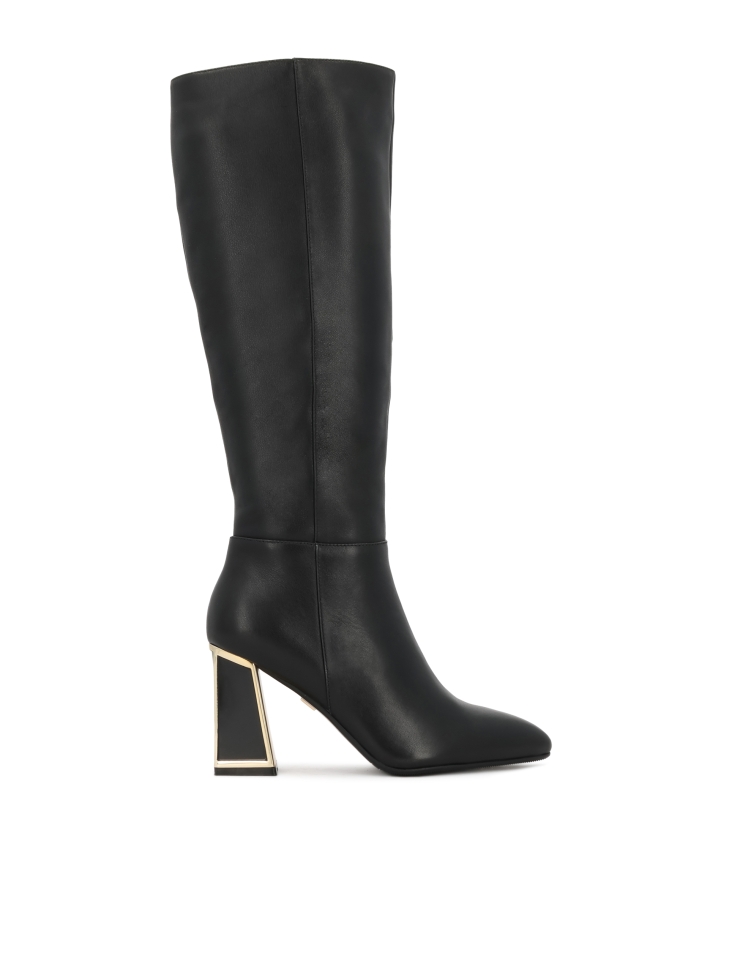 Black stiletto boots with gold inserts