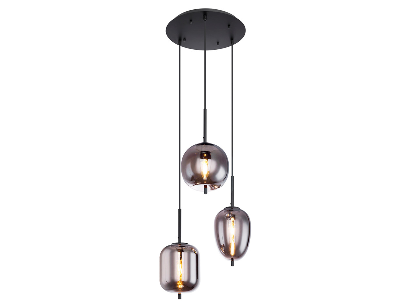 Lampa wisząca Blacky 3-punktowa szklana czarna