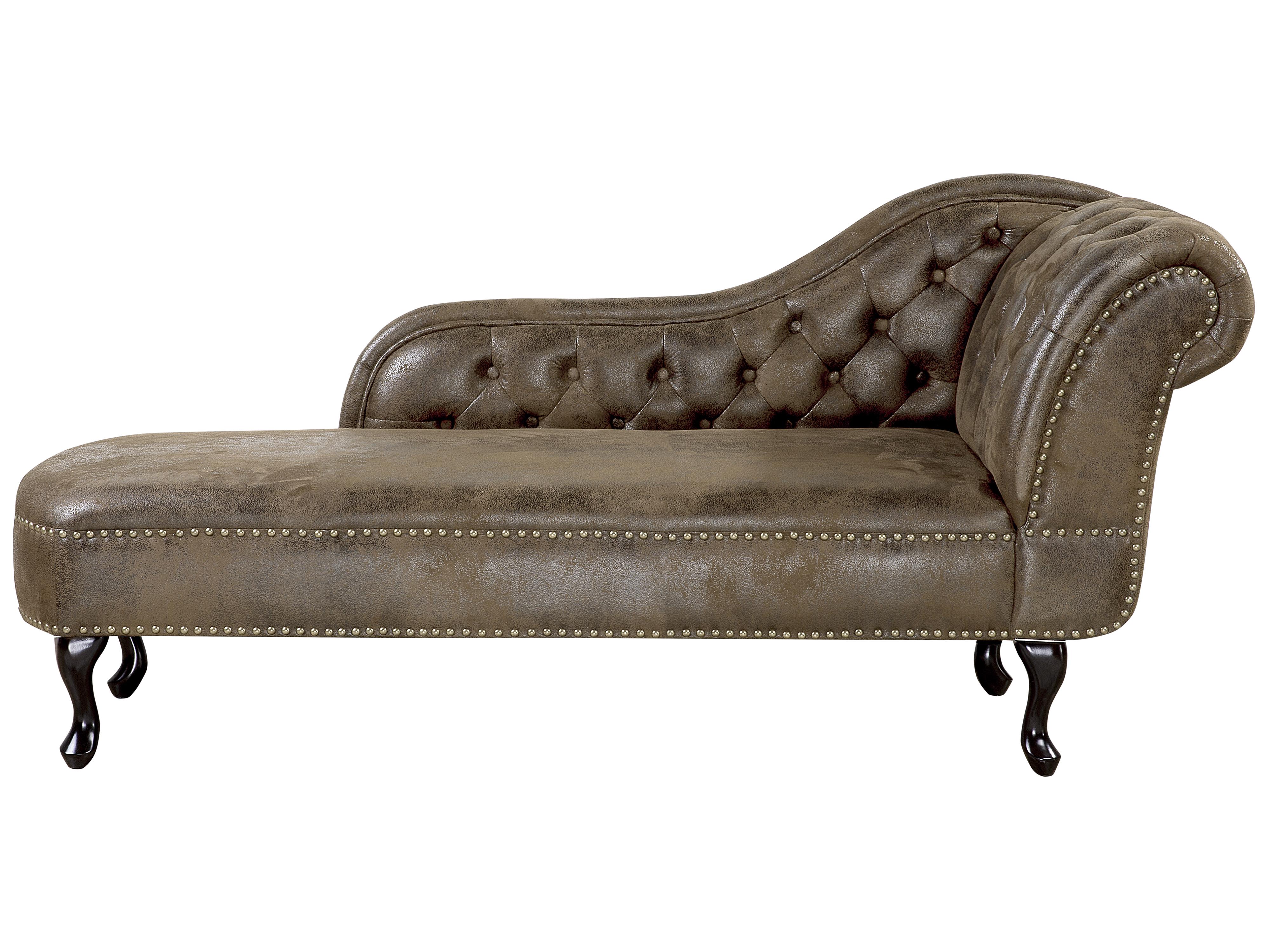Left-Hand Chaise Longue NIMES Faux Suede Dark Brown