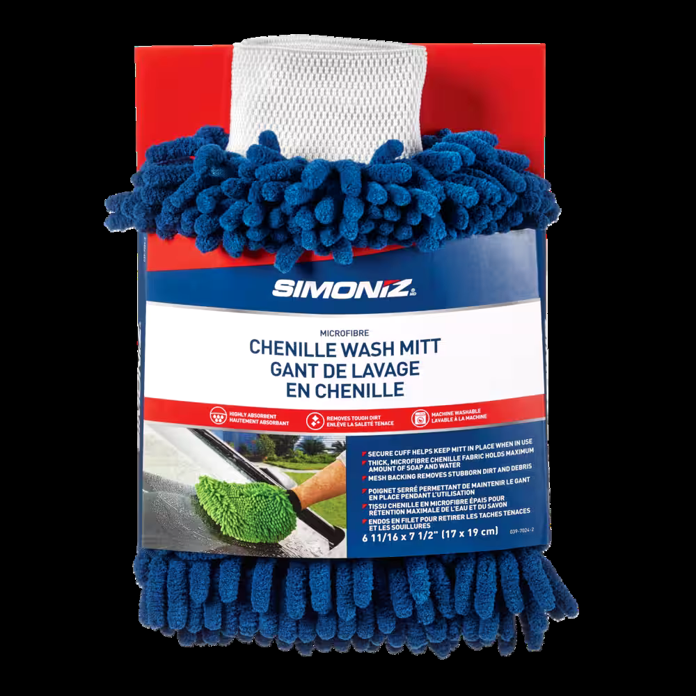 SIMONIZ Microfibre Chenille Wash Mitt, Blue, 1-pc