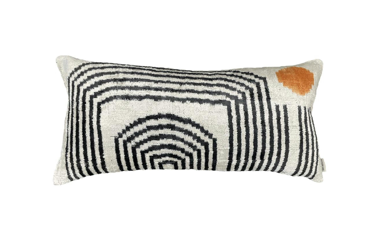 - Housse de coussin velours soie ikat   30x60 multicouleur