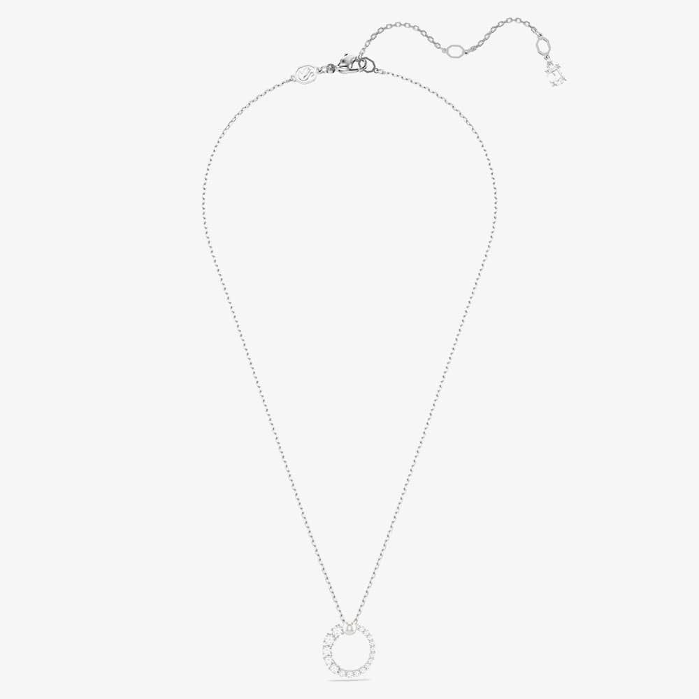Swarovski Matrix Rhodium Plated Crystal & Pearl Circle Necklace 5688751