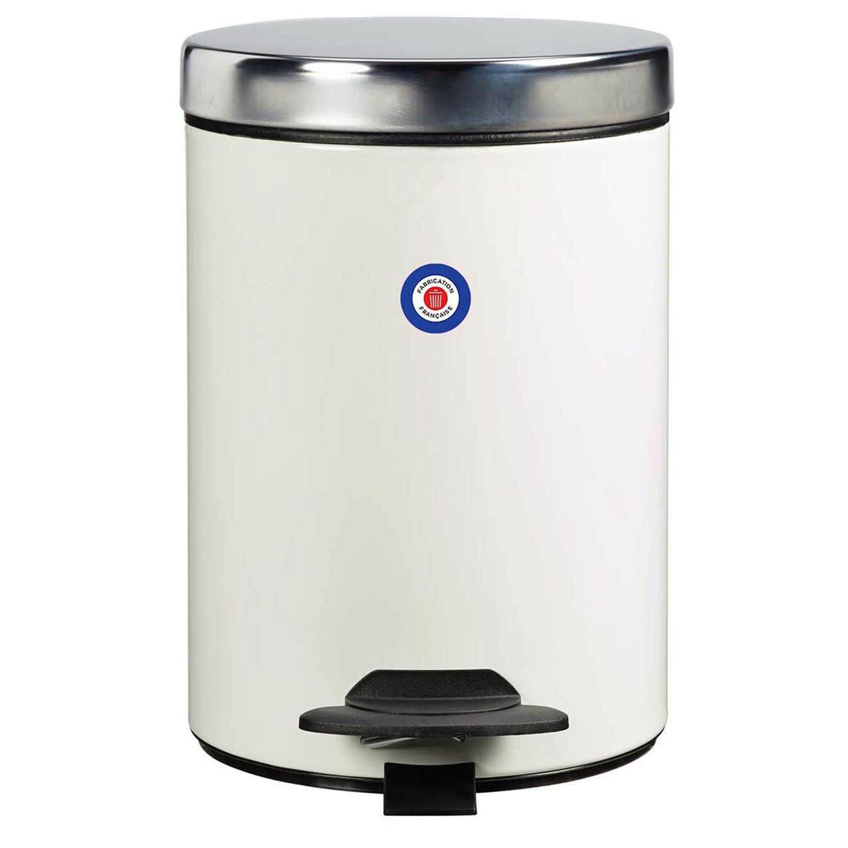 DUO - Poubelle à pédale couvercle en Métal Blanc