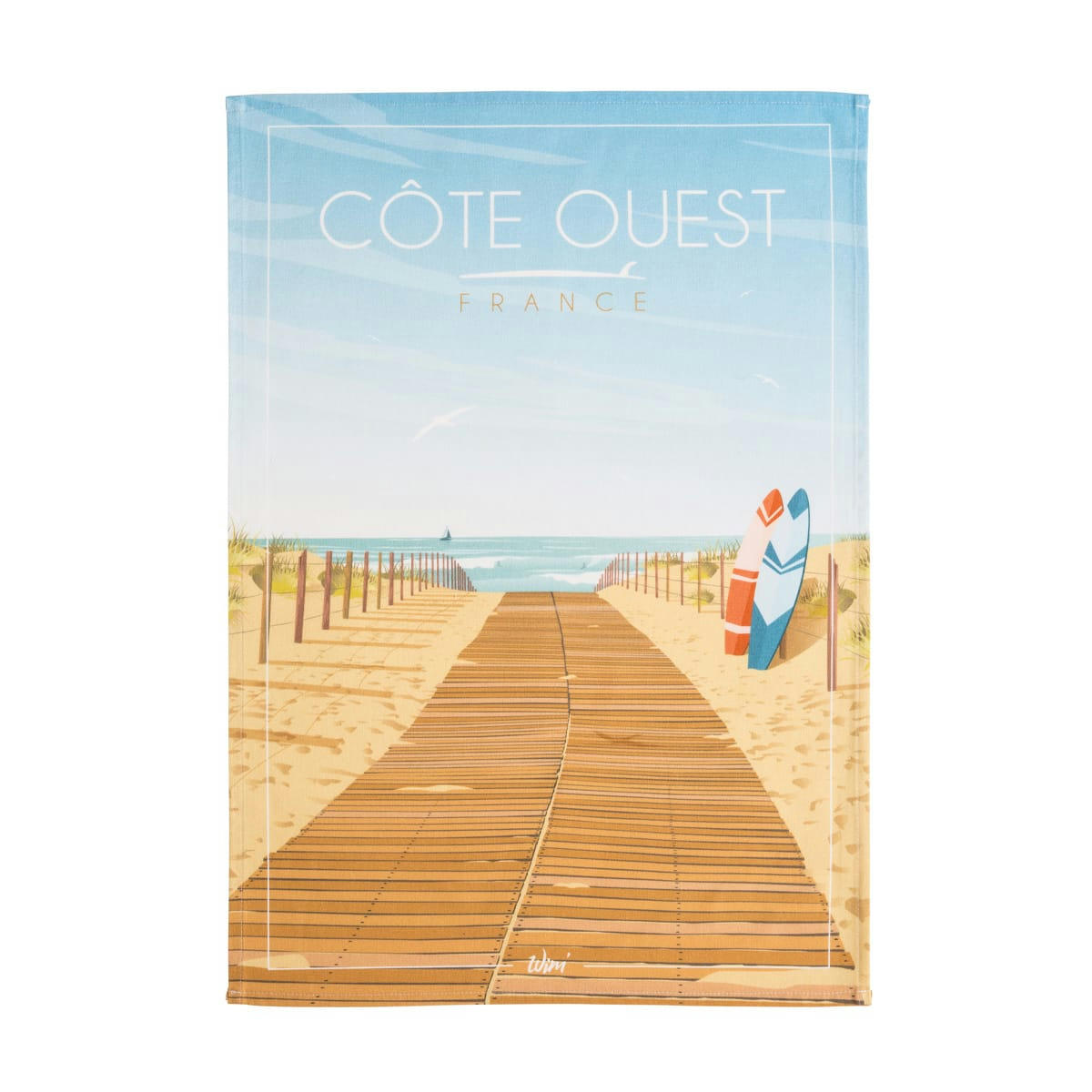 CÔTE OUEST - Torchon imprimé en coton multicolore 50x75