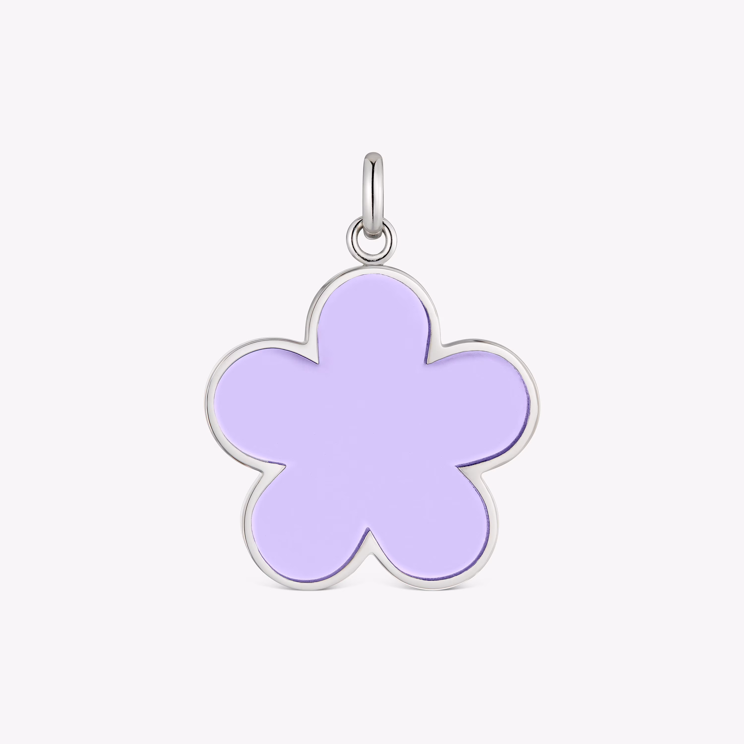 Colgante flor de acero y resina lila Galaxy