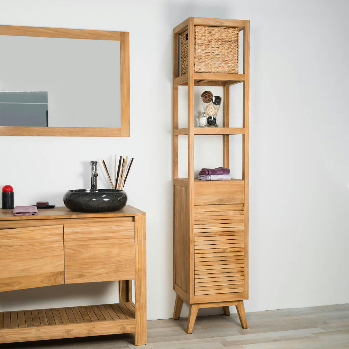 - Colonne de salle de bain en teck H200cm