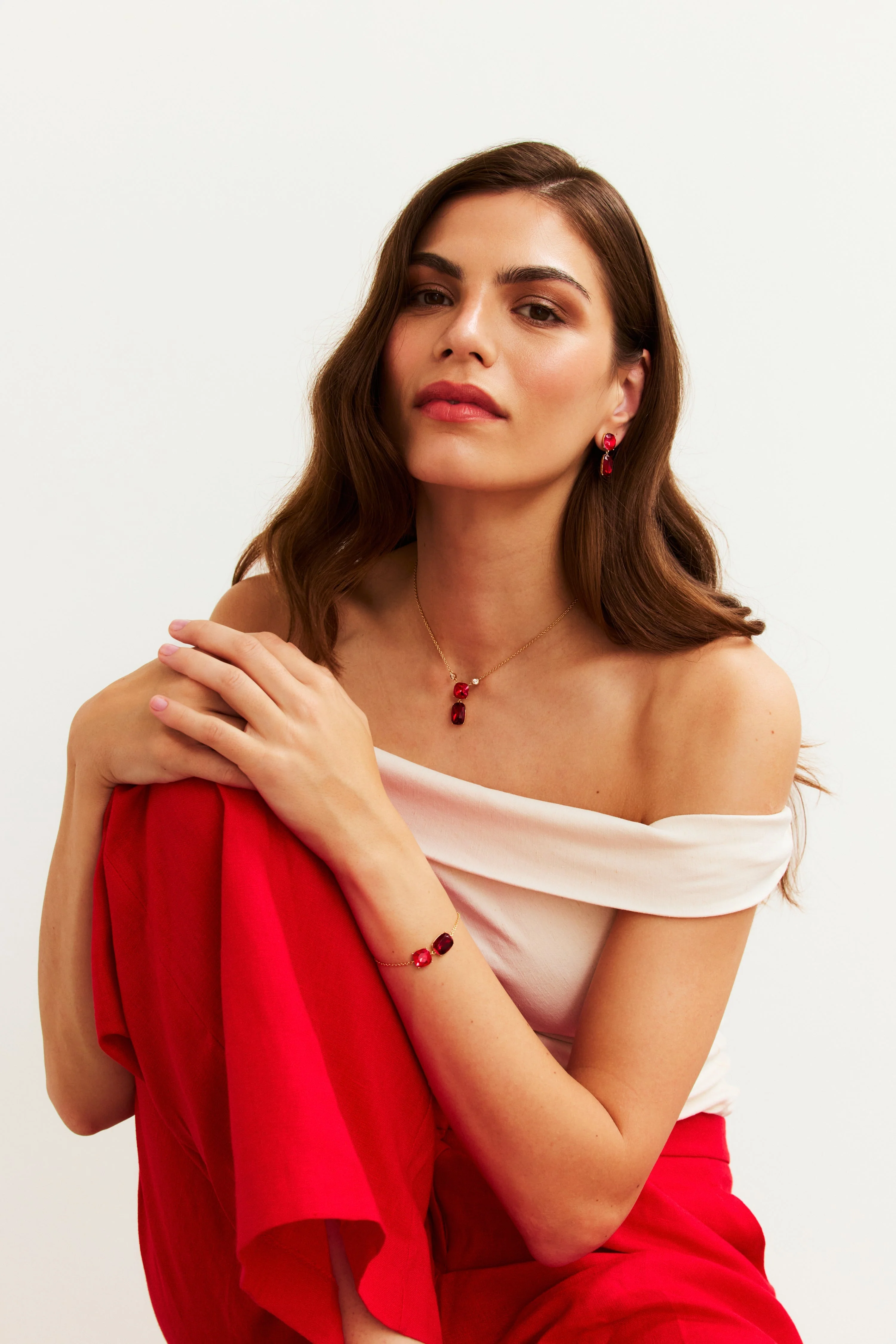 Garnet Ruby Crystal Bracelet