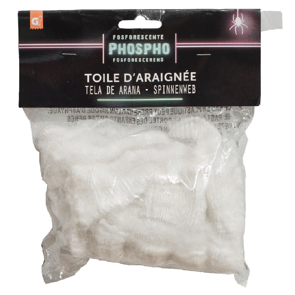 Toile d'araignée blanche phosphorescente Halloween
