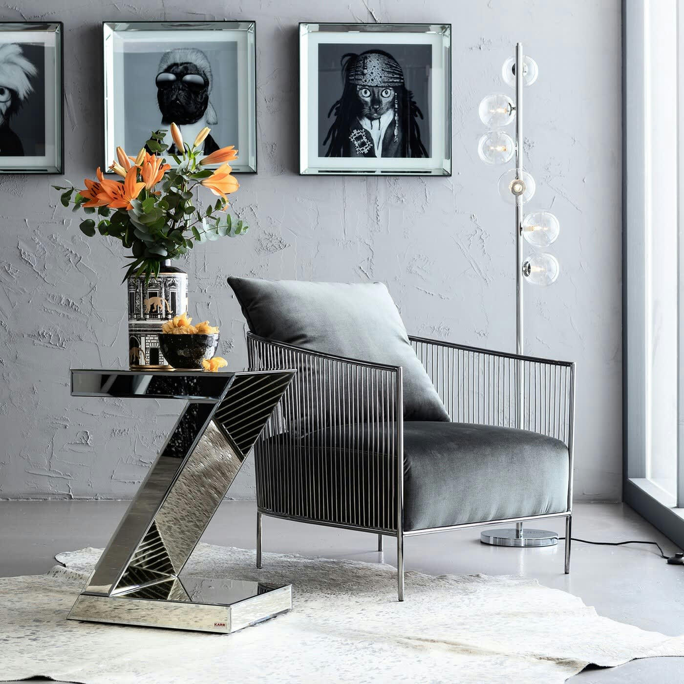 LUXURY - Table d'appoint en verre miroir