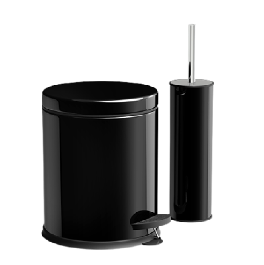 Komplet akcesoriów łazienkowych 2szt czarny Easyform kosz 3l szczotka 36cm